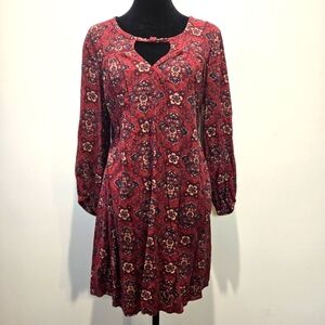 American Eagle Dress Medium Women's 90s Paisley Floral Long Sleeve Grandmacore